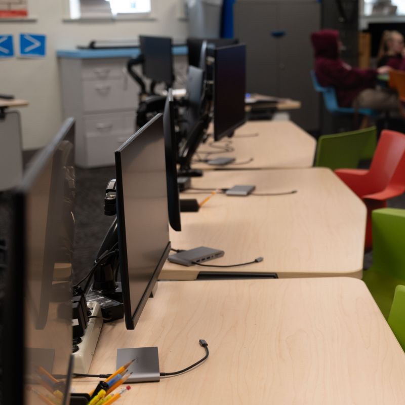 monitors and chairs